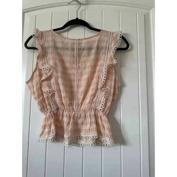 BB‎ Dakota Lisanne Pink Gingham Lace Top Size Small - Picture 4 of 9